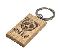 Wooden Mama Bear Keyring, 5cm x 3cm Mother's Day Gift Key Chain