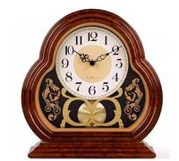 Wooden Mantel Clock Battery Operated with Silent Movement - Vintage Table Clock for Living Room Office Desk Shelf & Home Décor - Above Fireplace Mantel