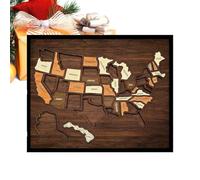 Wooden Map Puzzle, National Board Wall Decor, 12 Inch Wood Country Map with 50 Interlocking Pieces, Birch Wood with Engraved State Lines, Travel Accessory with Wall Mount, Puzzle for Bedroom