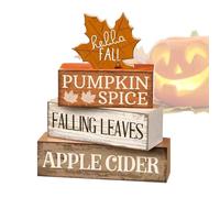 Wooden Maple | Rustic Wooden Maple Autumn Time Tiered Sign | Rustic Harvest Party For Thanksgiving At The Desk On The Mantle Kitchen Shelf