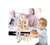 Wooden Marble Maze - Educational Puzzle Track, Timber Ramp Construction Set with 60 Spherical Elements, Gravites Driven Pathway Engineering for Cognitive Development, Manual Assembly Logic Games