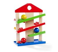 Wooden Marble Run Game for Kids | Fun Coloured Wooden Toys with 3 Marbles & Fun Bell | for Ages 1+