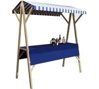 Wooden Market Stall Display Stand for Outdoor Vendor, Foldable Wooden Food Cart for Business, Mobile Vendor Stand for Street, Farmers Market, Craft Shows(Blue,127x200cm)