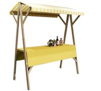 Wooden Market Stall Display Stand for Outdoor Vendor, Foldable Wooden Food Cart for Business, Mobile Vendor Stand for Street, Farmers Market, Craft Shows(Yellow,150x200cm)