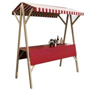 Wooden Market Stall Display Stand for Outdoor Vendor, Foldable Wooden Food Cart for Business, Mobile Vendor Stand for Street, Farmers Market, Craft Shows(Red,150x200cm)