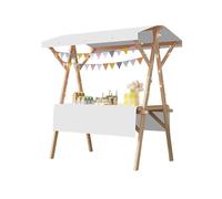 Wooden Market Stall Display Stand, Portable Folding Kiosk Booth for Food and Party, Ideal for Farmers Market and Commercial Promotions,