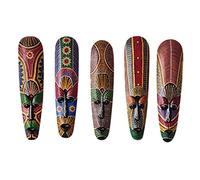 Wooden Mask Wall Solid Wood Carving Painted Wall Decor Bar Home Decorations African Mask Crafts A