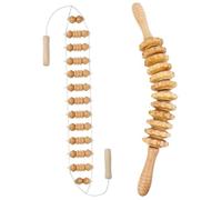 Wooden Massage Roller and Back Massage Roller Rope, 12 Rollers and 360° Turn Smoothly Curved Manual Tools for Body Shaping, Muscle Pain Relief
