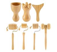 Wooden Massage Set - 7-Piece Massage Tools | The Manual Massager from Beechwood Relieves Muscle Tension and Promotes Relaxation | Ideal for Face, Arms and Legs for Daily Self-pf