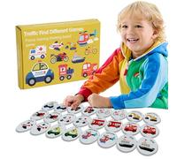 Wooden Match Puzzle - Kids Cognitive Skill Builder, Educational Pattern Recognition Game, Traffic Theme Learning Board Set, Hands On Memory Development Toy | Ideal Boys Girls Study Teaching Reward Use
