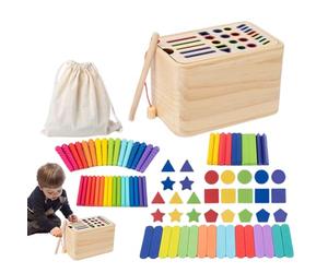 Wooden Matching Game, Color Sorting Toy, Sensory Set for Children Play, Educational Shape Recognition Detail, Fine Motor Skills Builder, Boys Girls Early Learning Activity