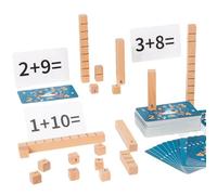 Wooden Math Blocks - Educational Manipulatives For 1st Grade, Fun Number Learning Toys Kids | Solid Durability Board Game Style Building Set Family, Friends, Classroom Activities & Early Skills