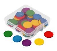 Wooden Math Counters - 50 Pieces Counting Manipulatives, Round Educational Learning Discs, Brain Development Toy | Hands-On Arithmetic Practice Set, Classroom Home Study Teaching Supplies For Kids