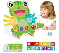 Wooden Math Counting Toys, Finger Counting Game Toddler Number Addition Number Blocks Maths Cards Games Montessori Learning Toy Math Manipulatives Educational Learning Game for Boys Girls Age 3+