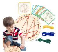 Wooden Math Game Board | Graphical Educational Learning Toy - Mathematical Game Board with 20 Cards and 4 Bands,for Boys Girls Classroom School Learning Travel Trip