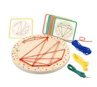 Wooden Math Game Board | Toy with Chart Patterns | Game Board Complete with 20 Cards and 4 Elastic Bands | For School Classroom Motor Skills Travel and Trips