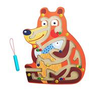 Wooden Maze Toys For Kids Interactive Puzzle Game Board Montessori Activity for Child Fine Motor Skill Development Educational (Brown, One Size)