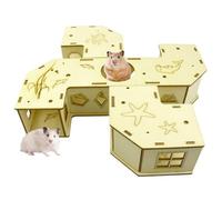Wooden Maze Tunnel Toy For Hamster, Hamsters Explore Tunnel Puzzle Game House For Play & Exercise, Small Pets Cage Accessories For Chinchilla Gerbils Guinea Pig