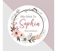 Wooden MDF Round Plaque for Mums, Dads & New Parents, Floral Design New Baby Arrival Gift & Welcome To The World Photo Prop Sign (Black & Pink)