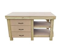 Wooden MDF Workbench 3 Drawer Tool Cabinet With Double Shelf Storage (4ft)