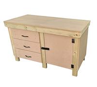 Wooden MDF Workbench Tool Cabinet with Lockable Cupboard - Double Shelf (4ft)