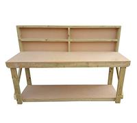 Wooden MDF Workbench With Back - Work Table Handmade Strong Heavy Duty - Made From Construction Grade Timber (7ft)