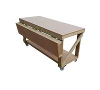 Wooden MDF Workbench With Extendable Working Surface And Castor Wheels - 4ft to 8ft - Work Table Hand Made Strong Heavy Duty - Made From Construction Grade Timber (8ft)