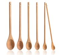 Wooden Meauring Spoons Set- 25CM Long Handle Beechwood Measuring Spoons 1/8 TSP, 1/4 TSP, 1/2 TSP, 1 TSP, 1/2 tbsp & 1 tbsp for Measuring Dry Ingredients for Cooking Baking Gift, 6 Pack