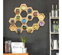 Wooden Medal Display Stand - Honeycomb Beehive Wall Holder for Running Medals, Award Organizer Rack for All Sports (1 Pack)