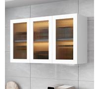 Wooden Medicine Cabinet - Over-The-Toilet Storage with Glass Doors, Versatile Hanging Pantry for Bathroom, Bedroom & Kitchen, Modern Home Decor Display Stand