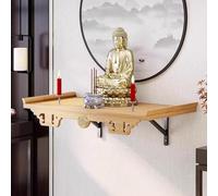 Wooden Meditation Altar Table, Wall Mounted Buddha Shelf, Bamboo Buddhist Shrine Prayer Stand, Incense Tribute Table