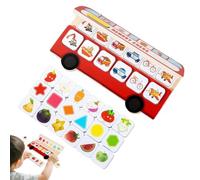 Wooden Memory Chess Game - Boosts Logical Thinking & Concentration | Cartoon Bus Matching Toy With 24 Pieces + 20 Cards | For Boys Girls Age 3+, Home School Travel, Great Birthday Holiday G