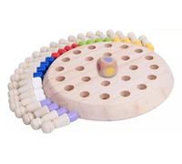 Wooden Memory Chess Game, Educational Color Matching Board Game with Multi-Colored Pegs, Classic Strategy Learning Toy