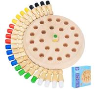 Wooden Memory Chess, Kids Matchstick Chess Color Cognitive Ability Toy, Block Board Educational Intelligent Game Christmas Birthday Gift for 2 3 4 Years Children, Boys and Girls