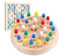 Wooden Memory Chess & Tic Tac Toe Board Game Set