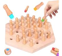 Wooden Memory Game For Kids - Matching Puzzle Board, Learning Concentration Toy, Portable Color Recognition Activity Set | Natural Brain Training Game For Kindergarten Homeschool Educational Fun