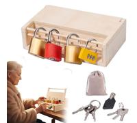 Wooden Memory Training Lock Box for Seniors Cognitive Focus Hand Activity Busy
