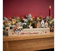 Wooden Merry Christmas Children's Advent Daily Countdown Calendar Reindeer and Train Marker 40cm Long