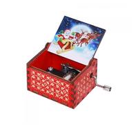 AWHAO Wooden Merry Christmas Music Box Hand Crank Mini Desk Decorative Fun Musical Case Christmas Decor for Holidays Home New Year, Style G