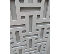 Wooden mesh decorative panel, wall partition, radiator cover grille, cut-outs, Kitchen furniture, laser cut in 6mm thick MDF (size 1200mm x 620mm) AL pattern. Made in the UK. (primed white)