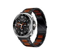 Wooden+Metal Bracelet Fit For Samsung Galaxy Watch 8 Classic 46mm 8 44mm 40mm Stainless Steel Strap(Black Brown,For Galaxy 8 40mm 44mm)