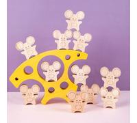 Wooden Mice Stacking Blocks Balancing Game,Wooden Stacking Toys,Enhances Creativity Hand Eye Coordination Patience and Focus,for Fun Family Play,Gifts for Family Friends Christmas Decor