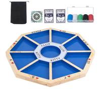 Wooden Michigan Rummy Board Game,13 * 13 inches,Tripoley Game,Deluxe Set, 1 Michigan Rummy Board,2 Pokers,100 Chips(in a Box),1 Manual,1 Portable Storage,Party Game,Blue (Blue)