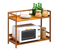 Wooden Microwave Rack - Kitchen Shelves nizer with Guardrail, Rounded Corners, Large Platform for Living Room - 70x30x56cm Storage Solution