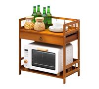 Wooden Microwave Rack with Guardrail, Kitchen nizer Shelf, Rounded Corners, Large Storage Platform for Living Room, 52x30x56cm - Perfect for Space Saving and Style