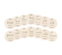 Wooden Milestone Cards for Babies 0-12 Months | 7-Pack Double Sided Round Baby Month Signs (10cm) - Newborn Growth Tracker & Keepsake Gift for New Parents