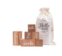 Wooden Milestones Blocks Milestones Accessories for Newborn Photography Props and Home Decorative Use Natural Wood Newborn Photography Accessories