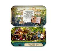 Wooden Mini Doll House Accessories, Handmade Mini Iron Box Theater Model (Pastoral notes)