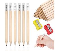 Wooden Mini Half Pencils, 50pcs, 10cm Long, Pre-sharpened with Rubbers, Golf Pencils for Kids Writing & Drawing