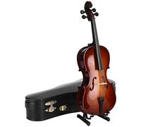 Wooden Miniature Cello Model, Mini Cello Ornament Musical Instrument Dollhouse Model Ornament with Stand and Case